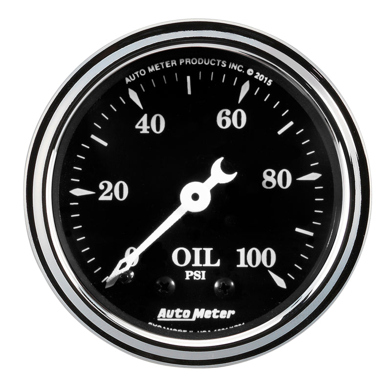 AutoMeter Auto Meter Gauge Oil Press 2 1/16in 100psi Mech Old Tyme Black
