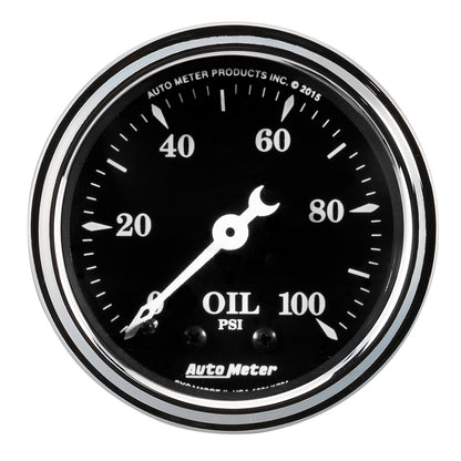AutoMeter Auto Meter Gauge Oil Press 2 1/16in 100psi Mech Old Tyme Black