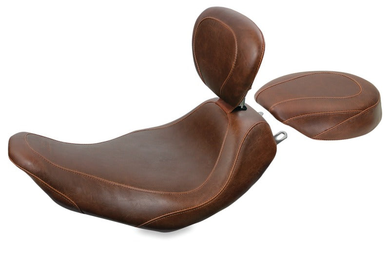 Mustang Motorcycle Mustang 97-07 Harley Rd King,06-07 Str Glide,00-05 Eagle Wide Tripper Solo Seat - Brown