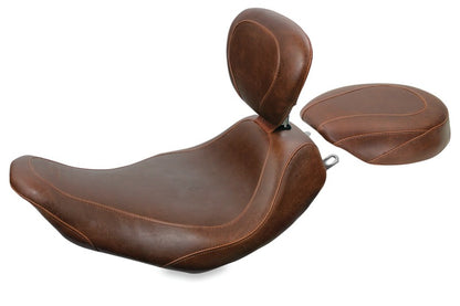 Mustang Motorcycle Mustang 97-07 Harley Rd King,06-07 Str Glide,00-05 Eagle Wide Tripper Solo Seat - Brown
