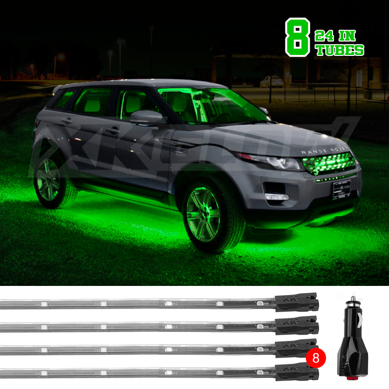 XKGLOW XK Glow Tube Single Color Underglow LED Accent Light Car/Truck Kit Green - 8x24In