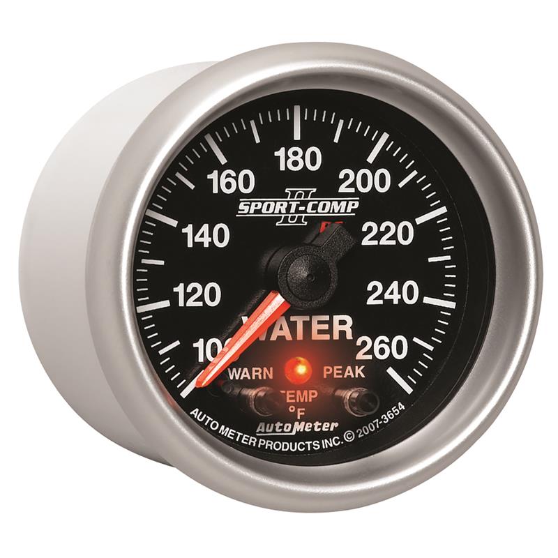 Autometer Sport-Comp II 52.4mm 100-260 Deg F Water Temp Peak & Warn w/ Electronic Control Gauge