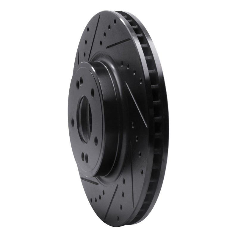 R1 Concepts R1 18-23 Genesis G70 Front Left Drilled & Slotted Black Brake Rotor