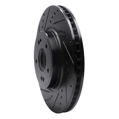 R1 Concepts R1 18-23 Genesis G70 Front Left Drilled & Slotted Black Brake Rotor