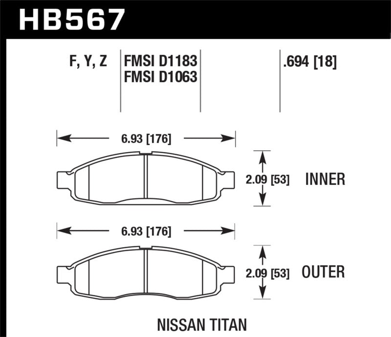 Hawk Performance Hawk 04-06 Infiniti QX56 / 05-06 Armada / 04 Pathfinder / 04-07 Titan LTS Street Front Brake Pads