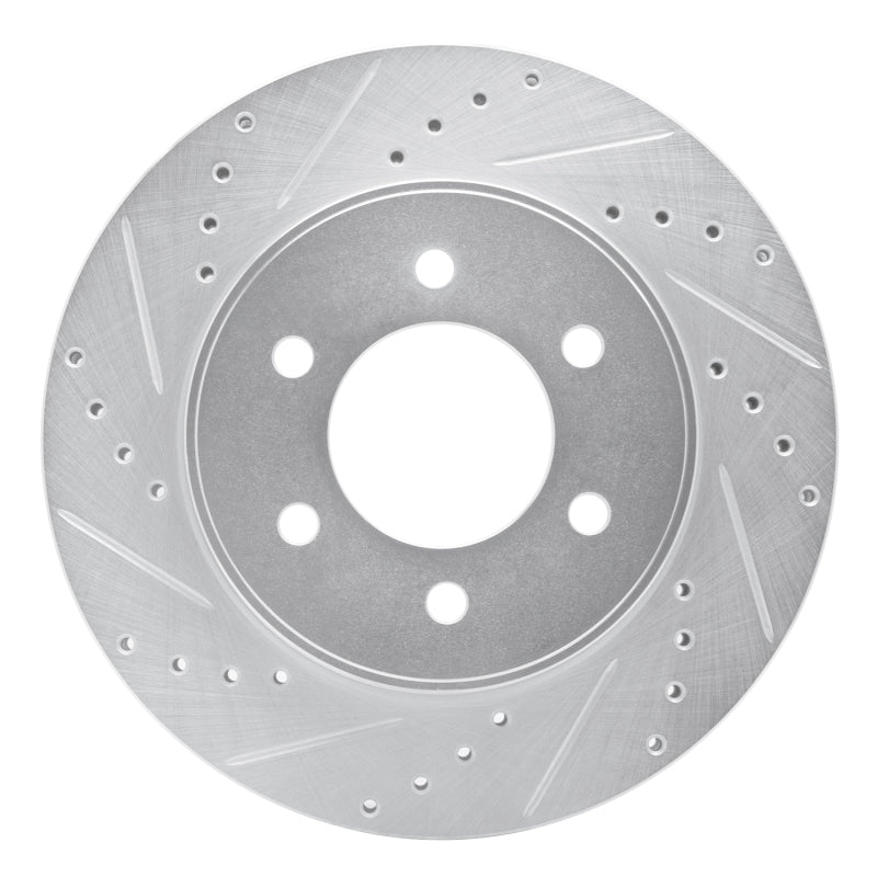 R1 Concepts R1 04-08 Ford F-150 4WD Front Left Drilled & Slotted Silver Brake Rotor