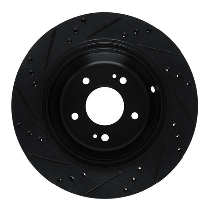 R1 Concepts R1 11-17 Hyundai Equus Rear Right Drilled & Slotted Black Brake Rotor