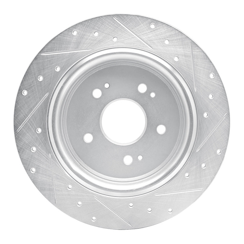 R1 Concepts R1 15-25 Acura TLX Rear Left Drilled & Slotted Silver Brake Rotor