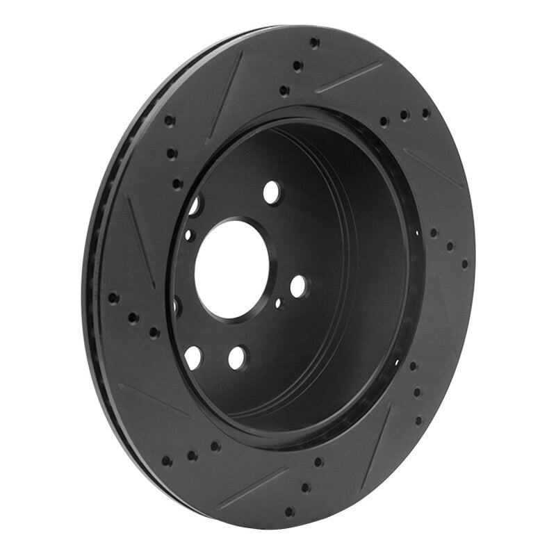 R1 Concepts R1 06-20 Lexus IS250 Rear Right Drilled & Slotted Black Brake Rotor