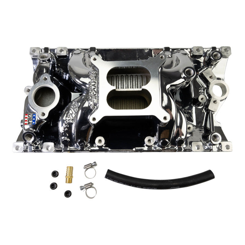 Edelbrock RPM Air-Gap Manifold for Small-Block Chevy Vortec - Chrome Plasma