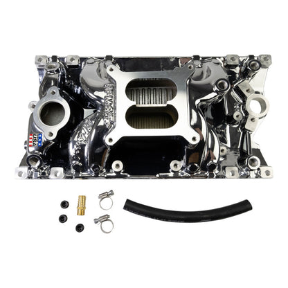 Edelbrock RPM Air-Gap Manifold for Small-Block Chevy Vortec - Chrome Plasma