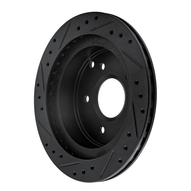 R1 Concepts R1 84-87 Chevrolet Corvette Rear Right Drilled & Slotted Black Brake Rotor
