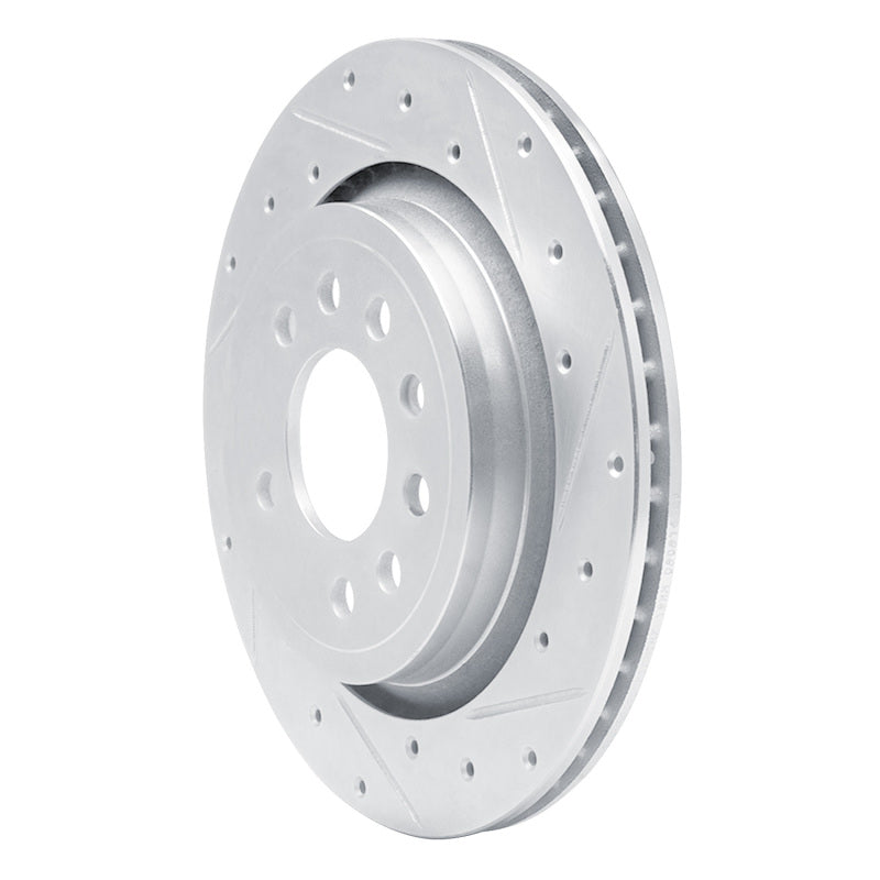 R1 Concepts R1 2008-2011 Saab 9-3 Rear Right Drilled & Slotted Silver Brake Rotor