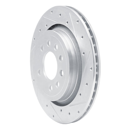 R1 Concepts R1 2008-2011 Saab 9-3 Rear Right Drilled & Slotted Silver Brake Rotor
