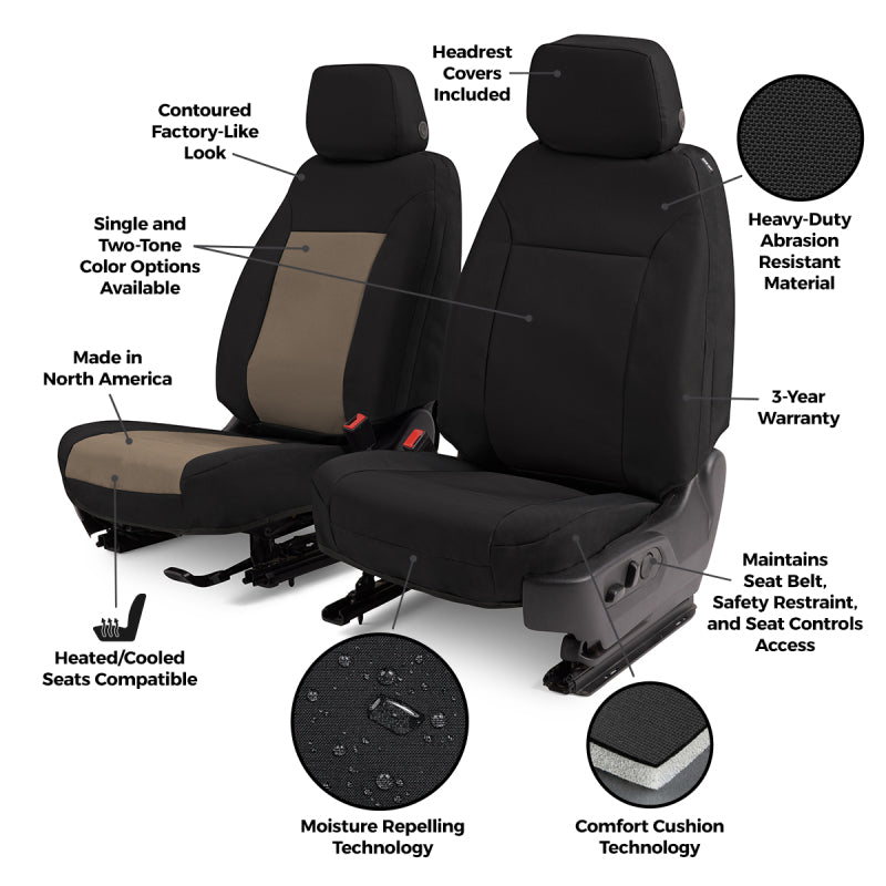 Covercraft 20-23 Toyota Tacoma Endura PrecisionFit Custom Front Row Seat Covers - Charcoal/Silver