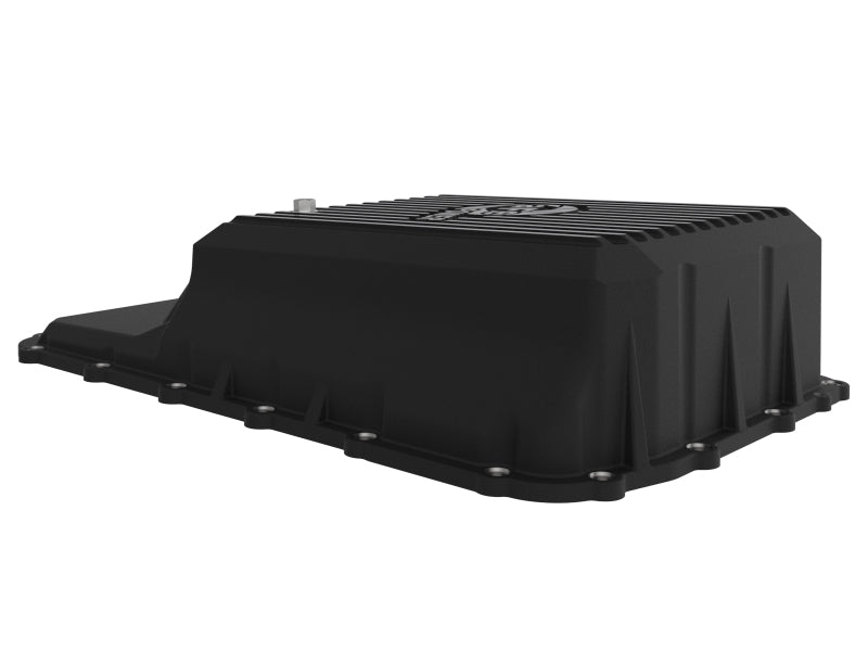 aFe 20-21 Ford Truck w/ 10R140 Transmission Pan Black POWER Street Series w/ Machined Fins