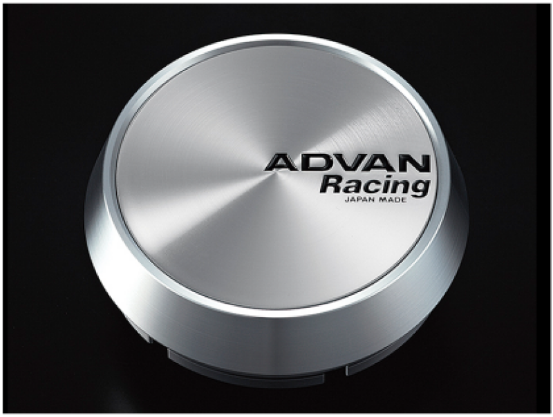 Advan 63mm Flat Center Cap - Platinum Silver w/ Black Letters