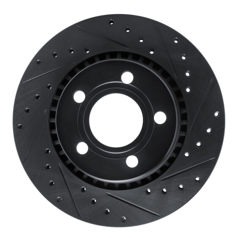 R1 Concepts R1 80-86 Audi 5000CS Turbo Quattro Front Right Drilled & Slotted Black Brake Rotor