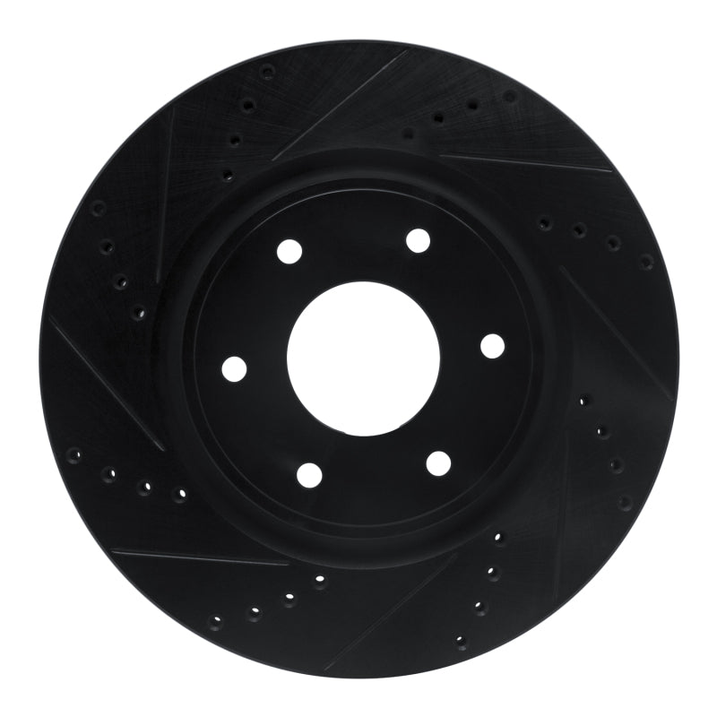 R1 Concepts R1 05-07 Infiniti QX56 Front Left Drilled & Slotted Black Brake Rotor