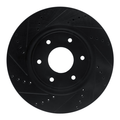 R1 Concepts R1 05-07 Infiniti QX56 Front Left Drilled & Slotted Black Brake Rotor