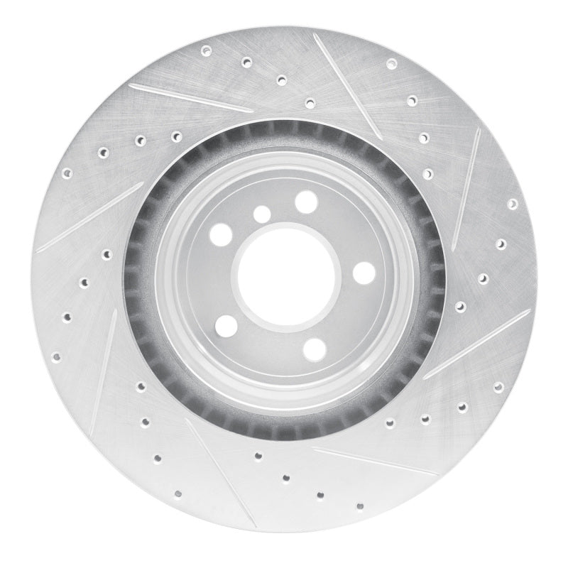 R1 Concepts R1 09-19 BMW 750LI Rear Left Drilled & Slotted Silver Brake Rotor