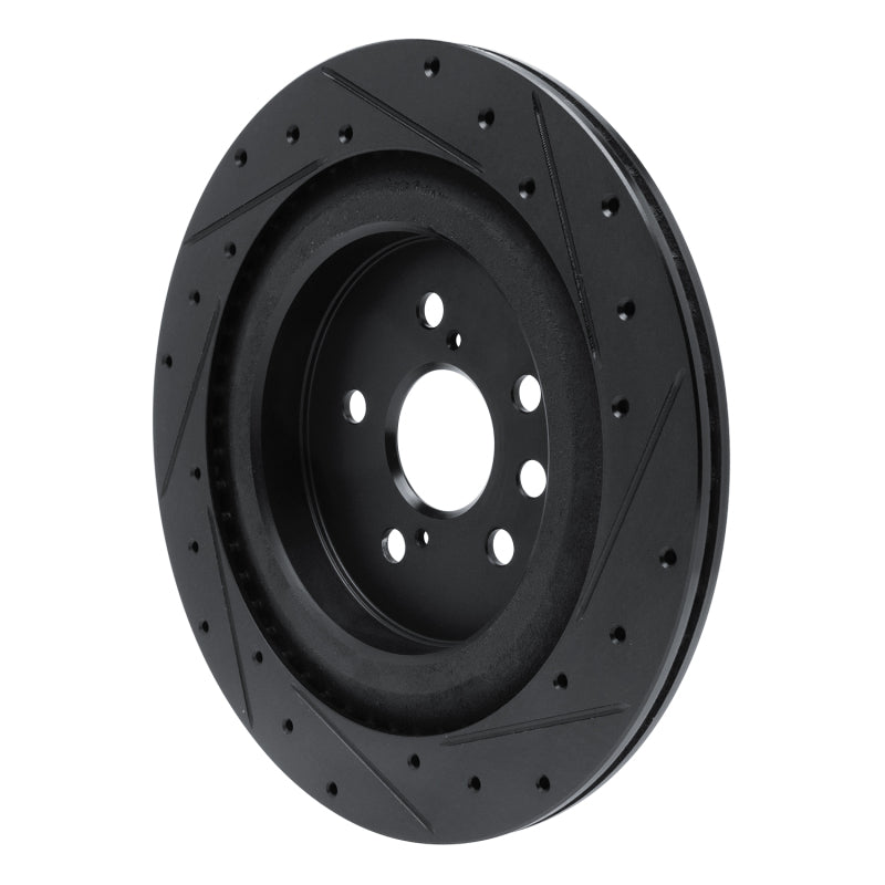 R1 Concepts R1 2020-2025 Lexus RX350 Rear Left Drilled & Slotted Black Brake Rotor