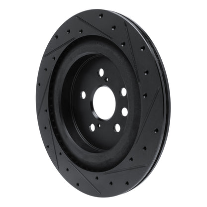 R1 Concepts R1 2020-2025 Lexus RX350 Rear Left Drilled & Slotted Black Brake Rotor