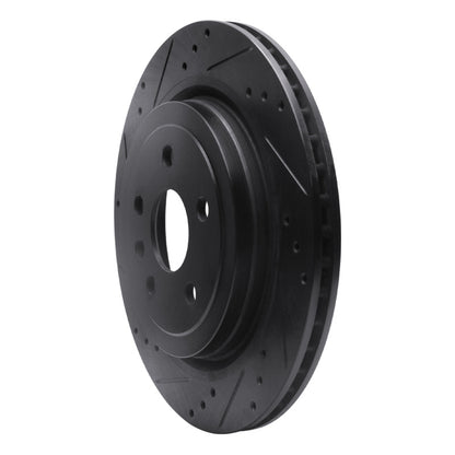 R1 Concepts R1 08-14 Cadillac CTS Rear Left Drilled & Slotted Black Brake Rotor