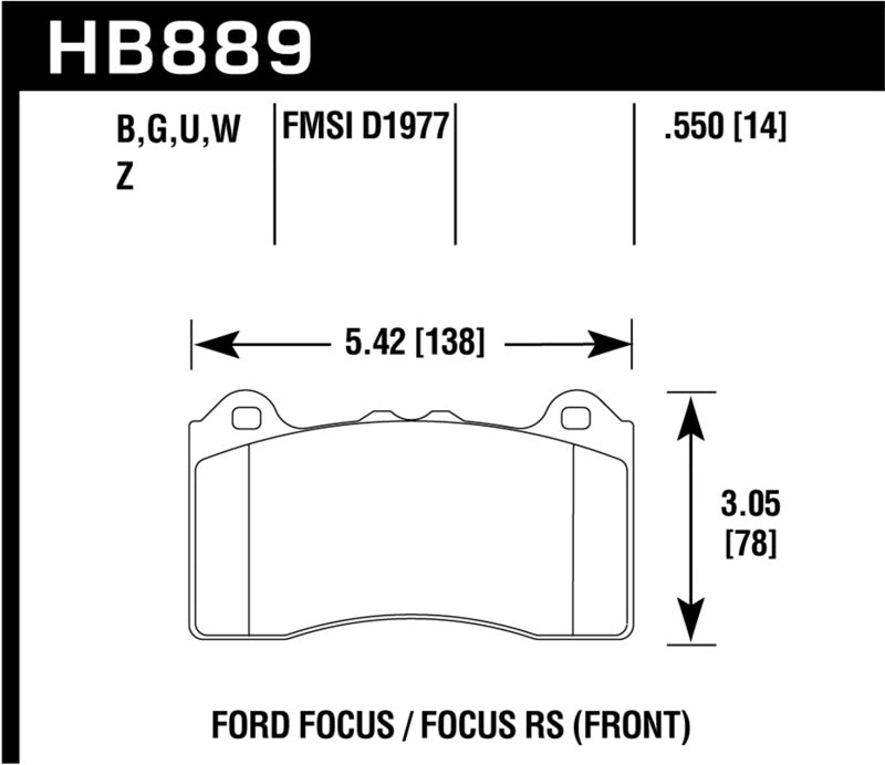 Hawk Performance Hawk 2017 Ford Focus DTC-70 Race Front Brake Pads