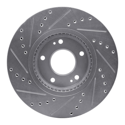 R1 Concepts R1 2007-2009 Hyundai Santa Fe Front Right Drilled & Slotted Silver Brake Rotor