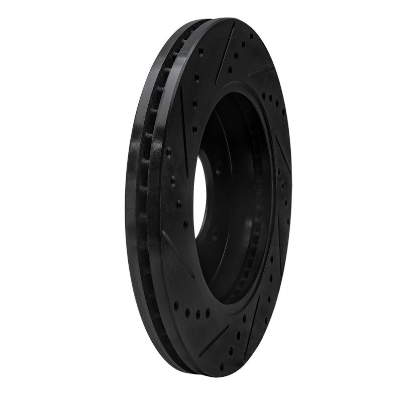 R1 Concepts R1 99-07 Ford E-350 Econoline Club Wagon Rear Right Drilled & Slotted Black Brake Rotor