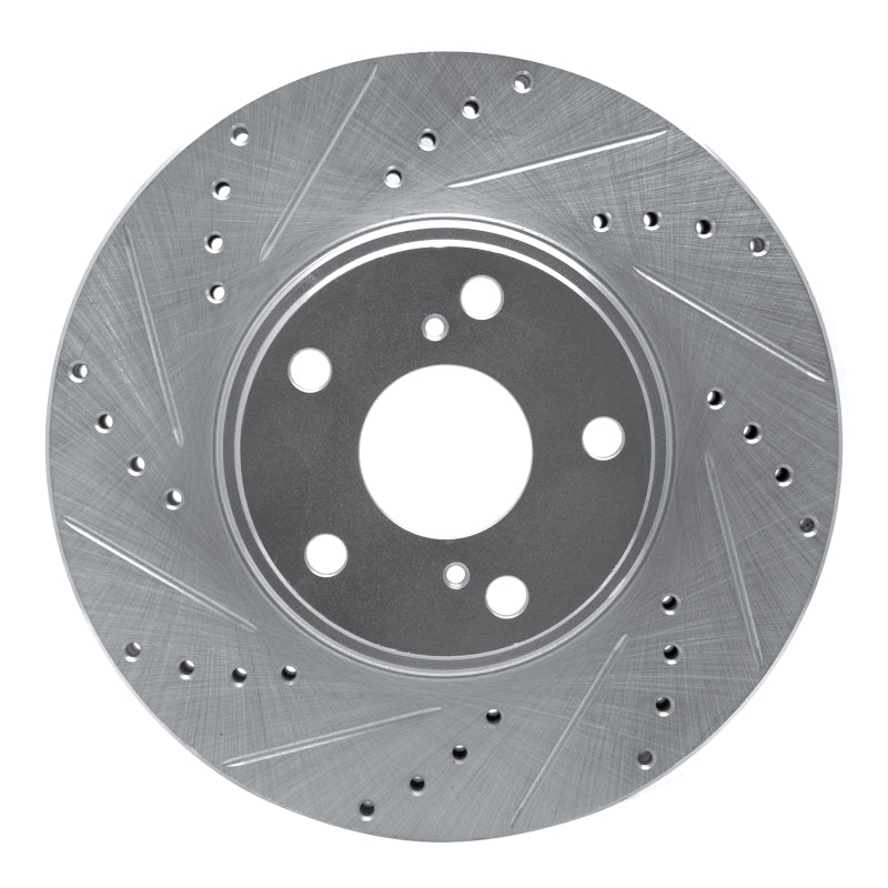 R1 Concepts R1 99-07 Lexus ES300 Front Left Drilled & Slotted Silver Brake Rotor