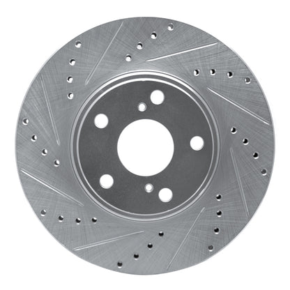 R1 Concepts R1 99-07 Lexus ES300 Front Left Drilled & Slotted Silver Brake Rotor