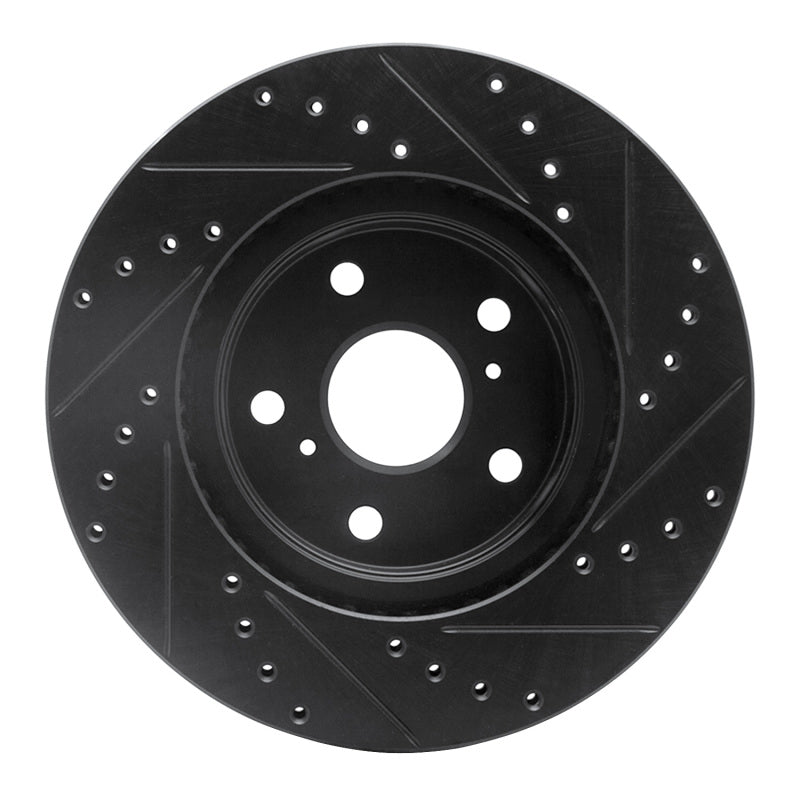R1 Concepts R1 86-92 Toyota Supra Front Left Drilled & Slotted Black Brake Rotor
