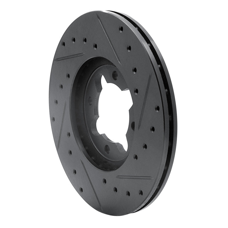 R1 Concepts R1 82-85 Toyota Celica Front Left Drilled & Slotted Black Brake Rotor