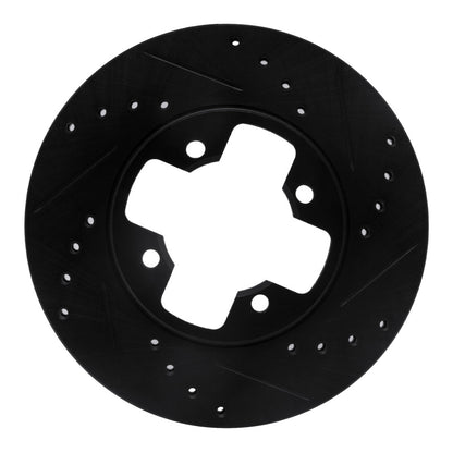 R1 Concepts R1 79-83 Nissan 280ZX Front Right Drilled & Slotted Black Brake Rotor