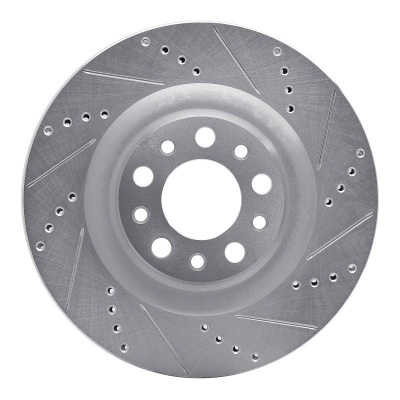R1 Concepts R1 2017-2025 Alfa Romeo Stelvio Rear Right Drilled & Slotted Silver Brake Rotor