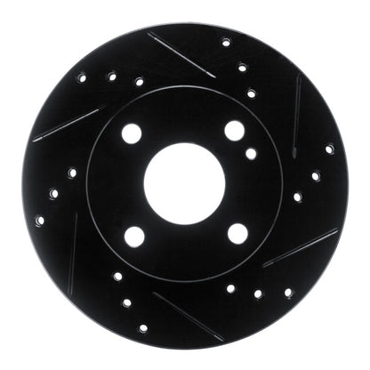 R1 Concepts R1 90-93 Mazda Miata Front Right Drilled & Slotted Black Brake Rotor