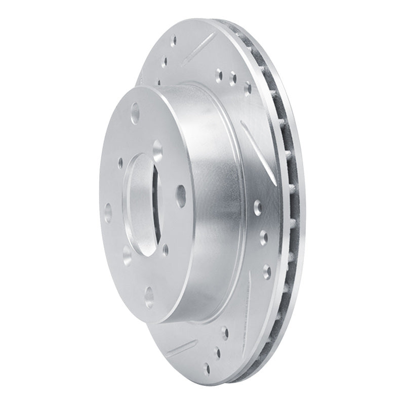 R1 Concepts R1 89-01 Chevrolet Metro Front Left Drilled & Slotted Silver Brake Rotor