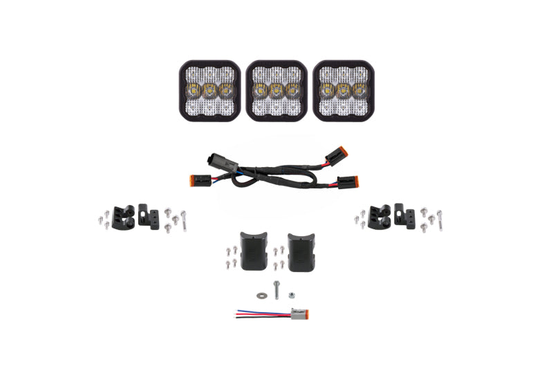 Diode Dynamics SS5 Sport Universal CrossLink 3-Pod Lightbar - White Combo