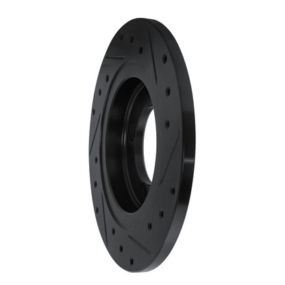 R1 Concepts R1 82-86 Nissan SENTRA Front Left Drilled & Slotted Black Brake Rotor