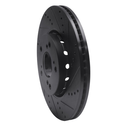 R1 Concepts R1 14-20 Acura RLX Front Right Drilled & Slotted Black Brake Rotor