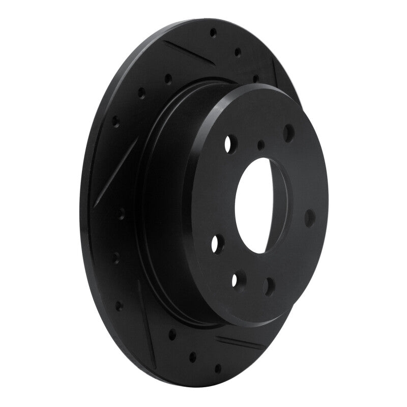 R1 Concepts R1 89-91 Mazda RX-7 Rear Right Drilled & Slotted Black Brake Rotor