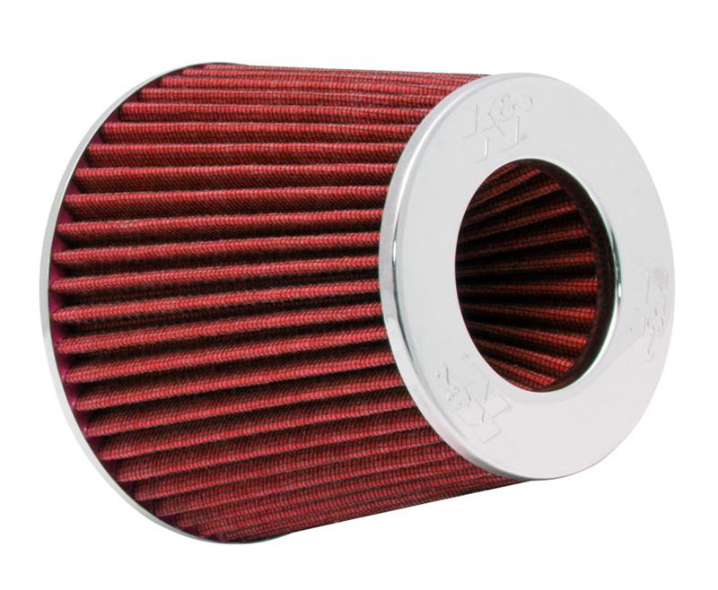 K&N Engineering K&N Universal Air Filter Chrome Round Tapered Red - 4in ID x 1.125in L x 5.5in H (Multi Lingual)