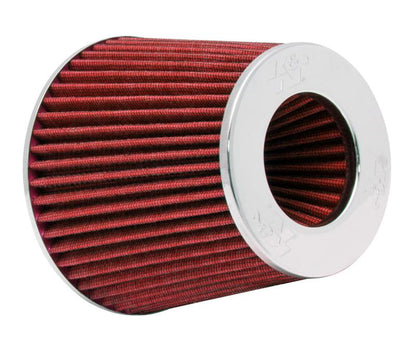 K&N Engineering K&N Universal Air Filter Chrome Round Tapered Red - 4in ID x 1.125in L x 5.5in H (Multi Lingual)