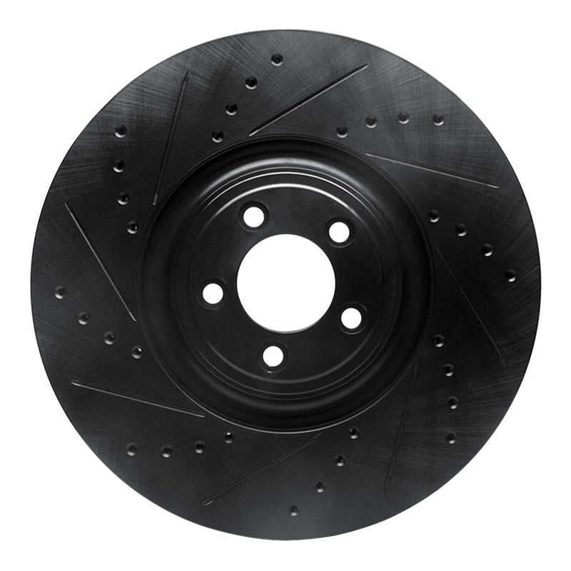 R1 Concepts R1 10-24 Jaguar XF Front Left Drilled & Slotted Black Brake Rotor