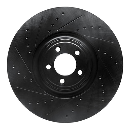 R1 Concepts R1 10-24 Jaguar XF Front Left Drilled & Slotted Black Brake Rotor