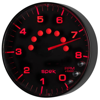 Autometer Spek-Pro Gauge Tachometer 5in 8K Rpm W/Shift Light & Peak Mem Black/Black