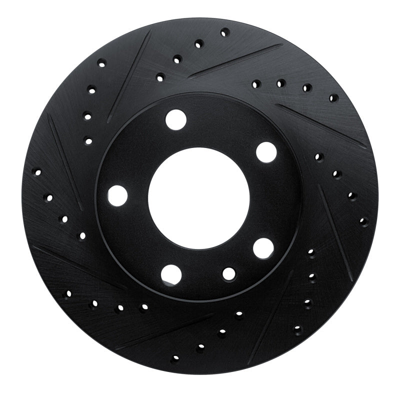 R1 Concepts R1 76-82 BMW 530I Front Left Drilled & Slotted Black Brake Rotor