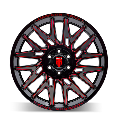 American Truxx AT1919 Evolution 22x12 / 6x135 BP / -44mm Offset / 87.1mm Hub Gls Blk Prizm Red Wheel
